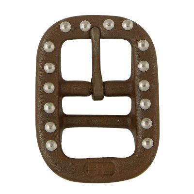 Malleable Iron Antique Brown Halter Buckle with SS Dots