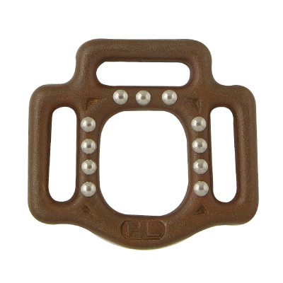 Malleable Iron 3-Loop Antique Brown Halter Square Buckle with SS Dots