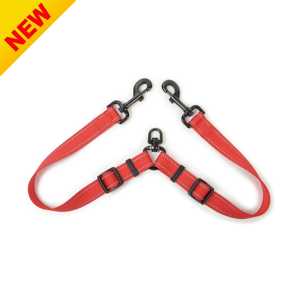 Reflective Nylon Twin Leash for Walking Two Dogs